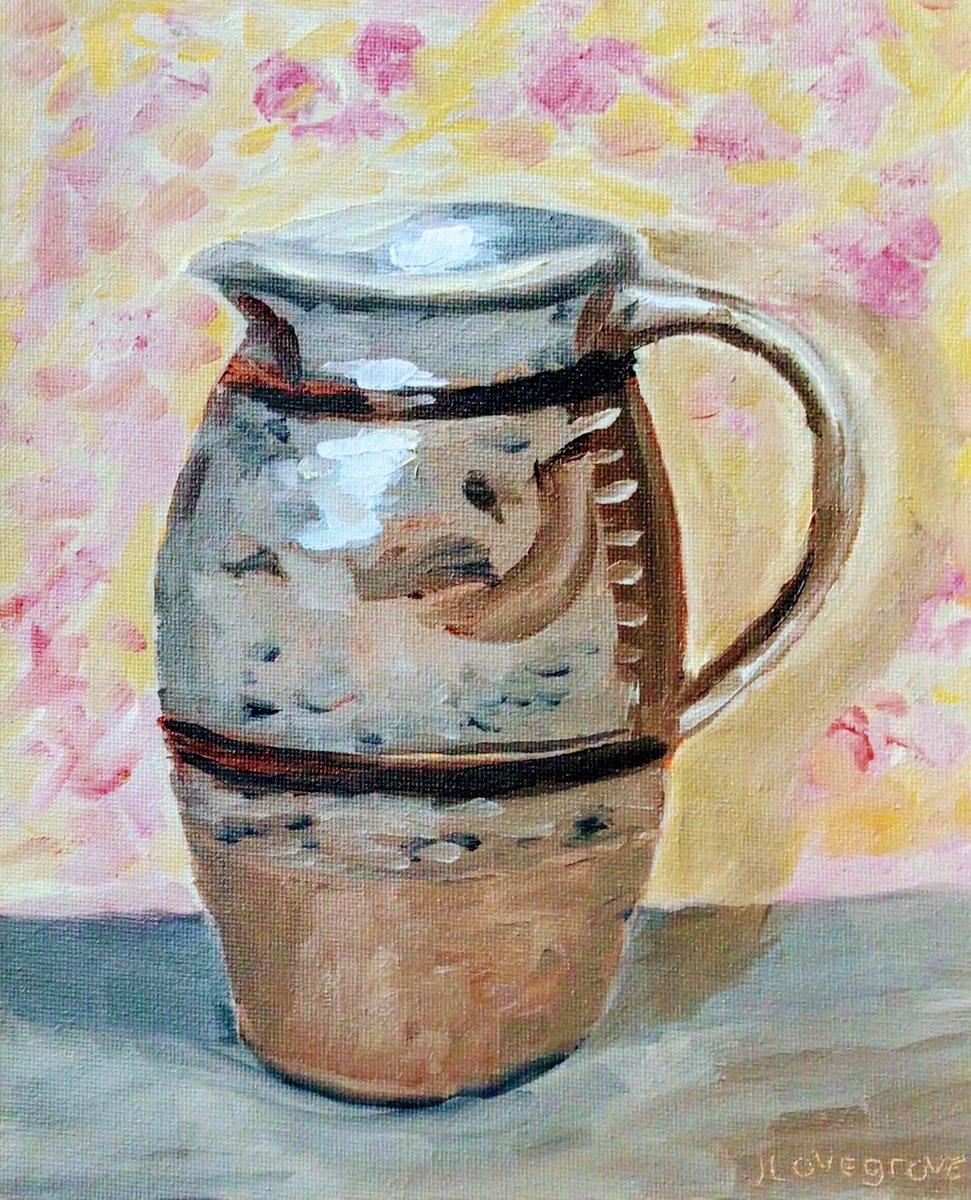 Antique earthenware jug. An original oil painting by Julian Lovegrove Art