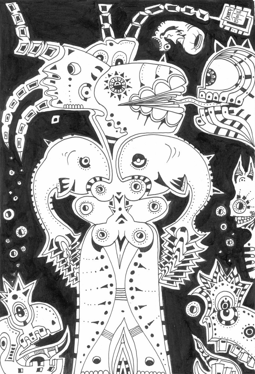 Surrealistic Portrait Drawing By Spencer John Derry, 8 X 12", They Multiply, Original Artwork