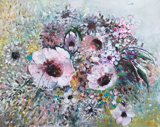 Wall Floral Art Part II Floral Artwork For Sale Original Flower Painting On Canvas Ready to Hang Gift Ideas Acrylic Paintings Buy Art Now Free Delivery 40x50cm