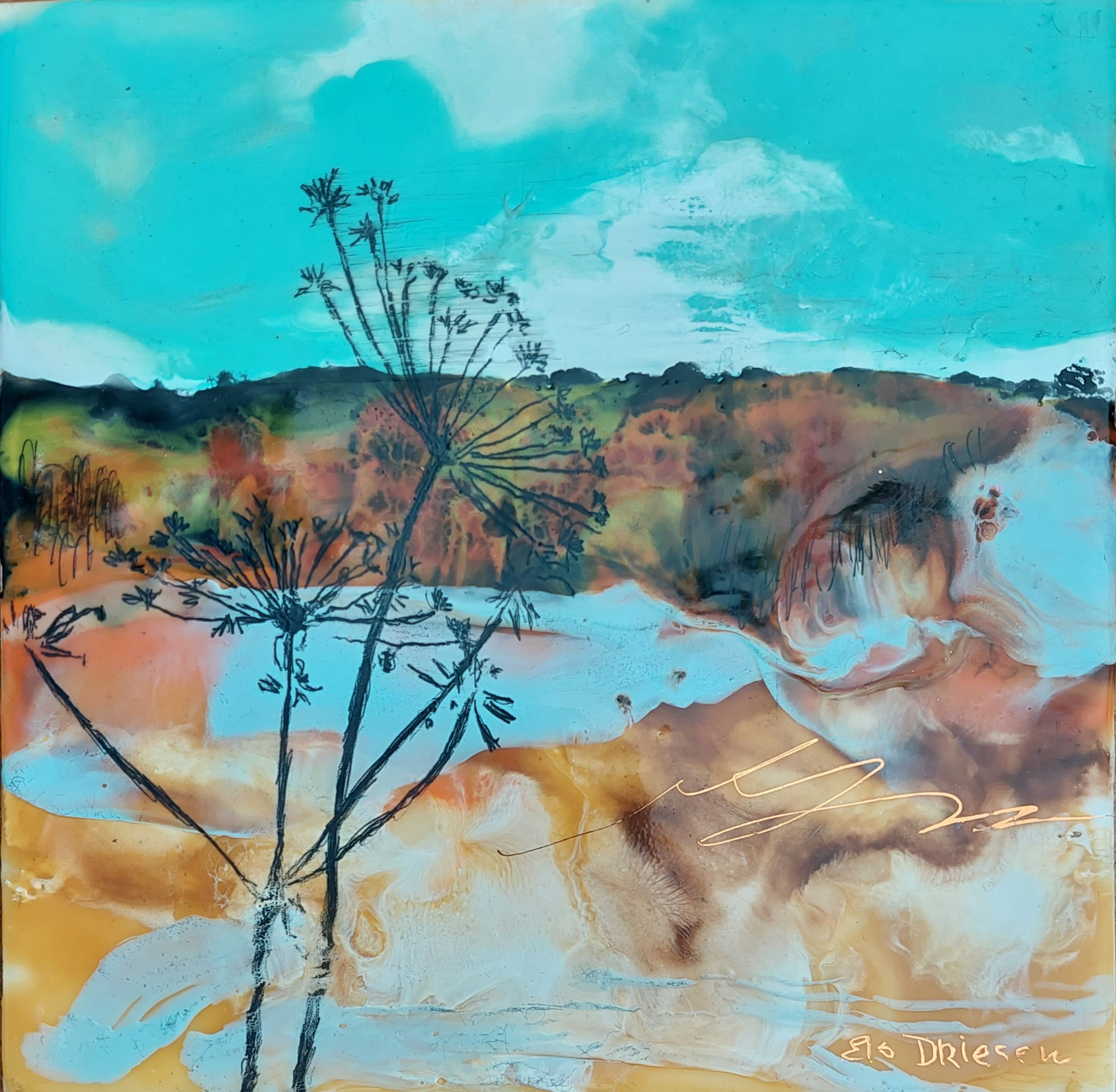 Impressionistic Landscape Painting By Els Driesen, 8 X 8, Lake District, Original Artwork