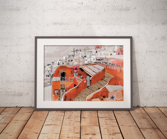 Santorini in Orange Hues