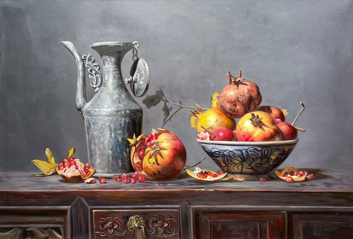 Photorealistic Oil Painting , Still Life Painting C250 By Kunlong Wang, 35 X 24, Artwork For Sale On Artfinder