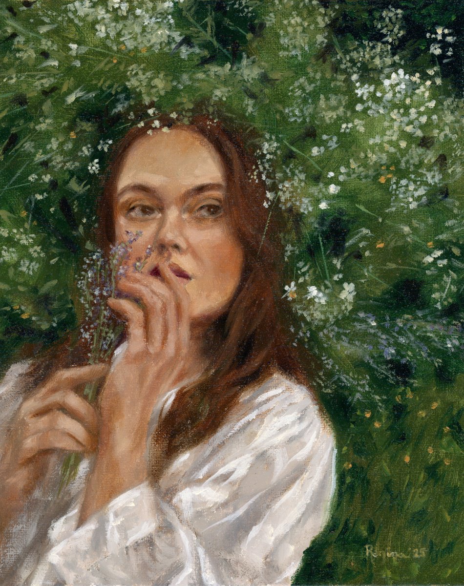 Impressionistic Portrait Oil Painting By Regina Mailloux, 8 X 10", Whispers Of Spring, Original Artwork