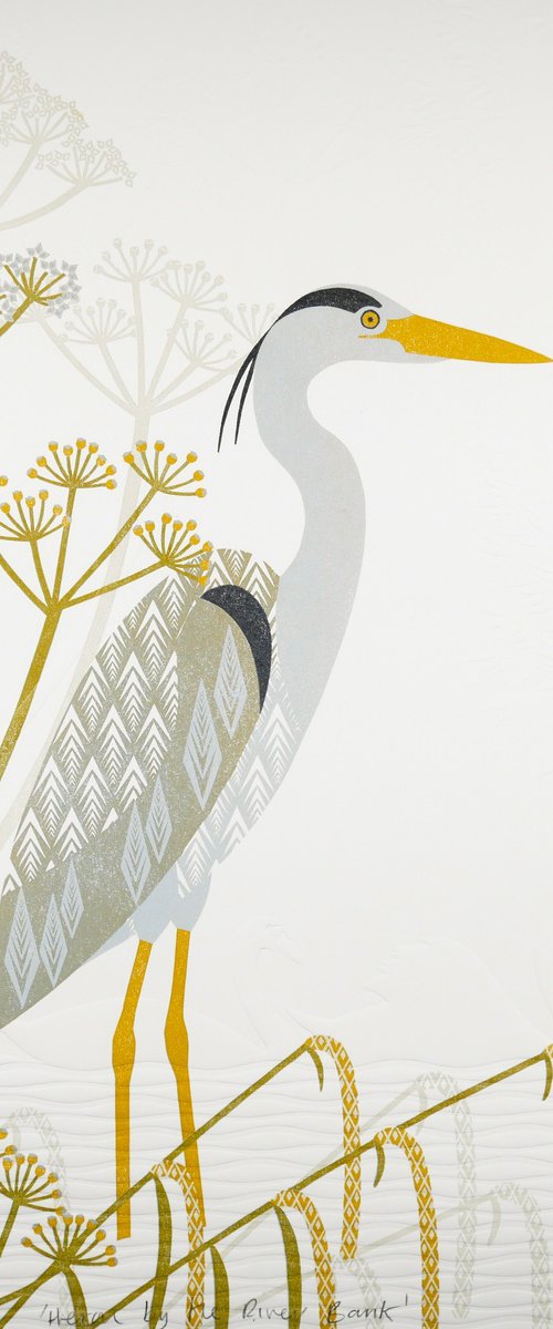 Heron by the River Bank by Ashley Hutchinson