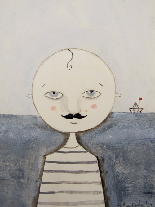 The mustache man and the sea by Silvia Beneforti