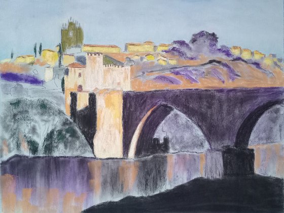 Sunlit Toledo's Town Bridge