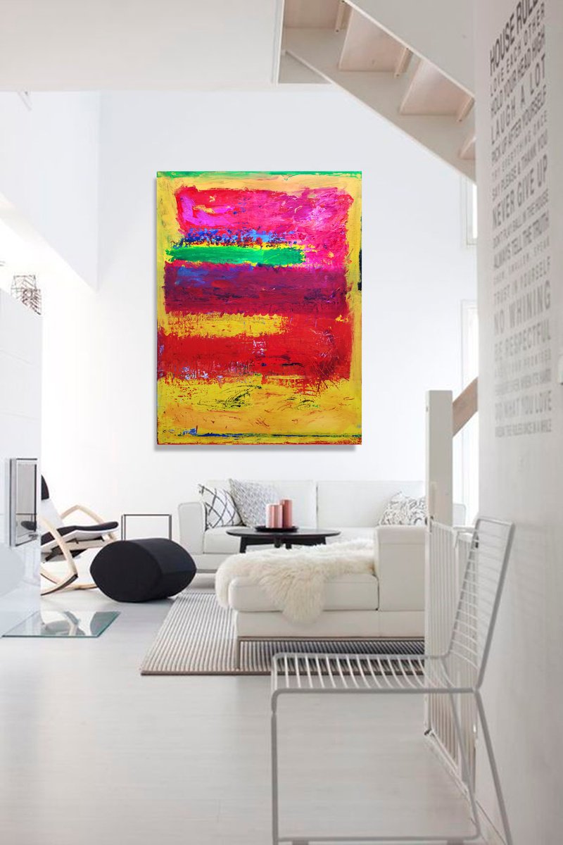 Abstract Acrylic Painting By Veljko Martinovic, 47 X 63", "Bach - Cello Suites", Original Artwork