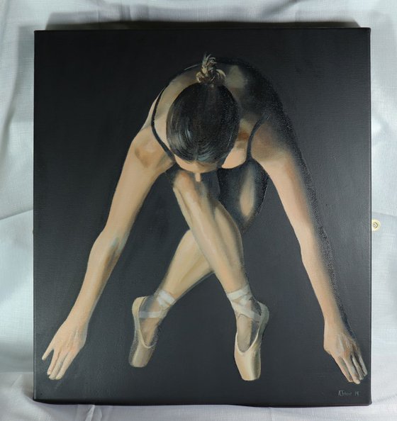 Dancer in the Dark, Contemporary Ballet, Ballerina Painting, Nude, Modern Artwork