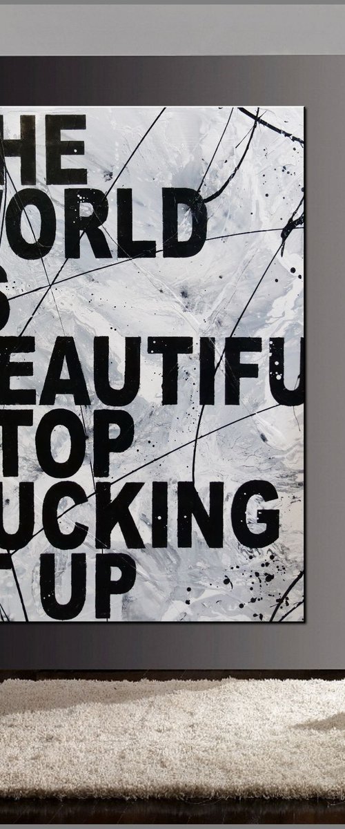 God Mode 140cm x 100cm The World Textured Urban Pop Art by Franko