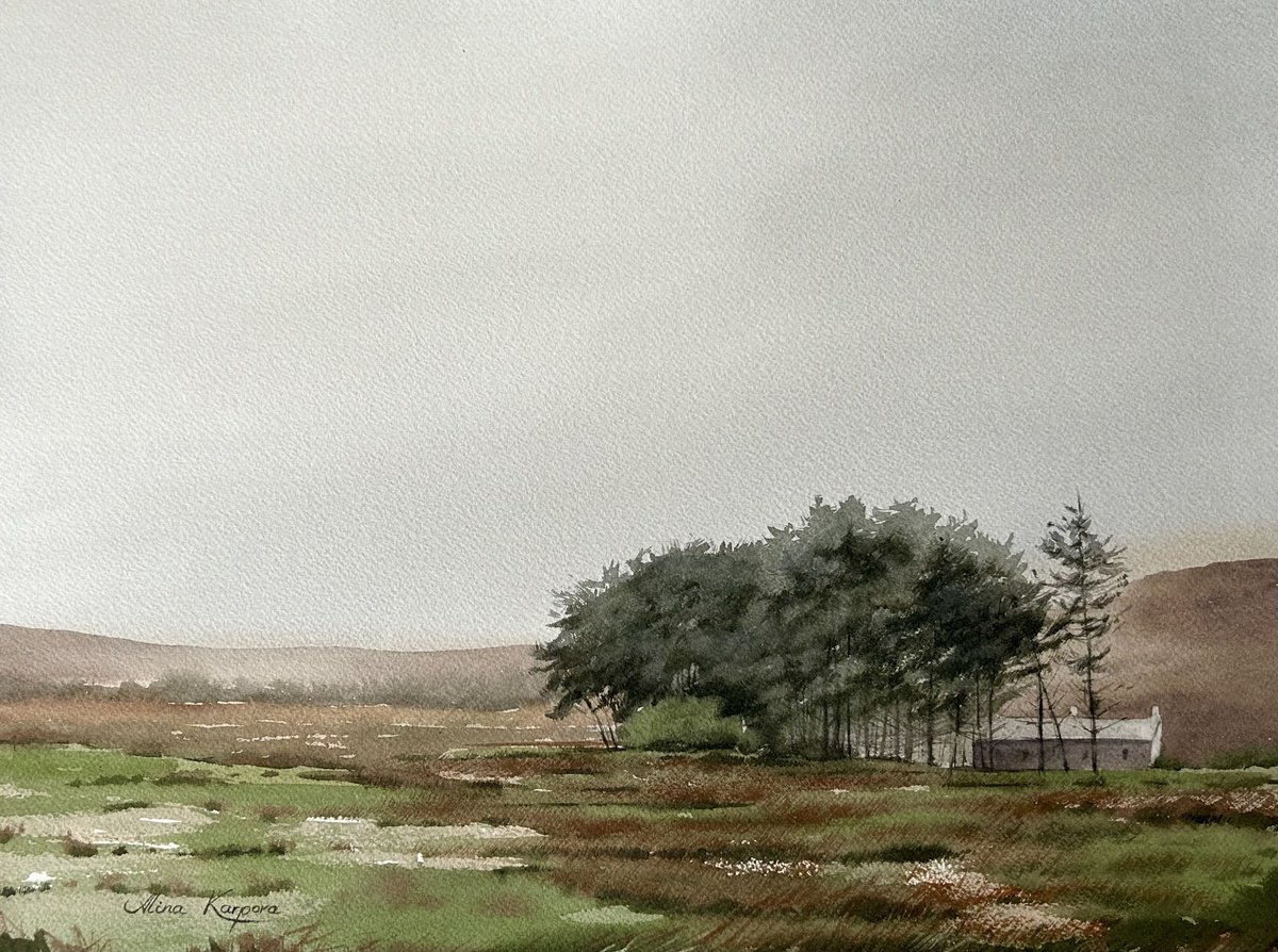 Photorealistic Landscape Watercolour By Alina Karpova, 16 X 12, Hidden Horizon, Original Artwork