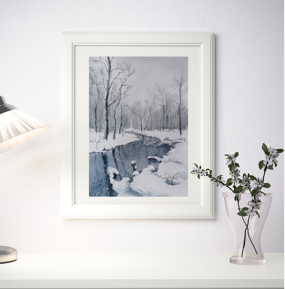 The Melancholy Of Winter – winter landscape snow snowy dusk snowfall watercolor winterscape