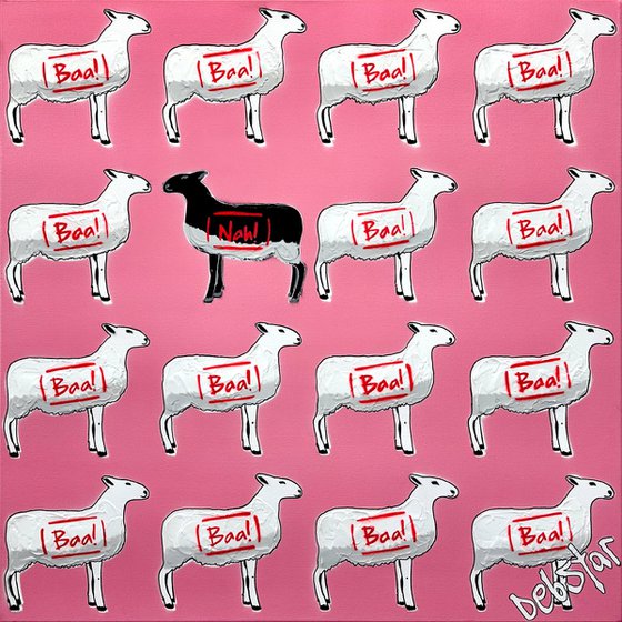 The Black Sheep - Pink 61cm x 61cm