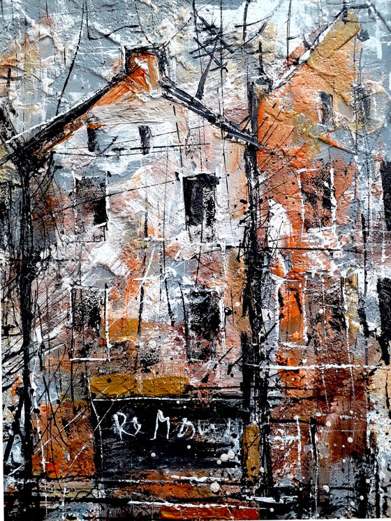 Abstract painting. City landscape