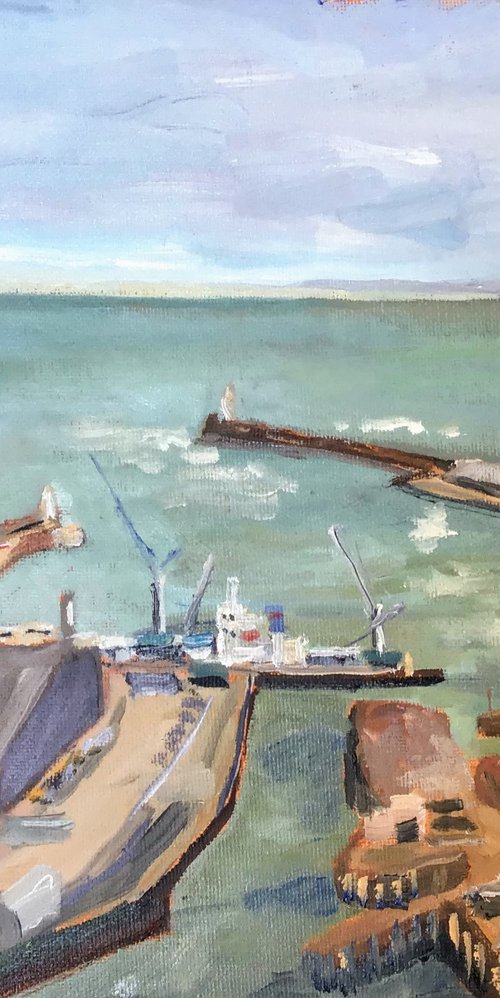 Dover Western Docks An original oil painting by Julian Lovegrove Art