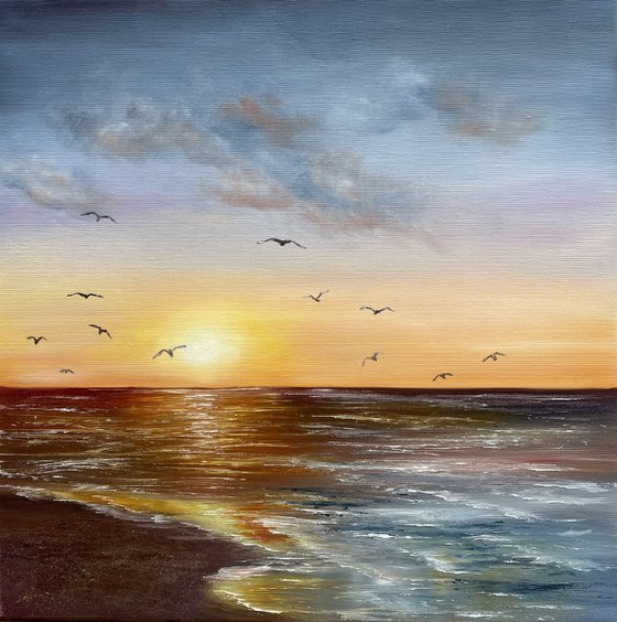 Ephemeral Serenity: Sunset by the Shore