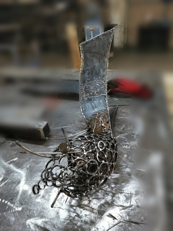 Seed of eternity germinating fascinating welded steel sculpture by master O KLOSKA