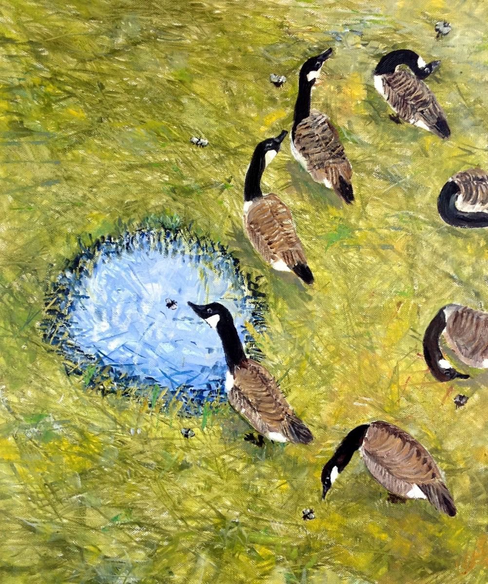 Animal Oil Painting By Chris Walker, 15 X 18, Fly By, Original Artwork