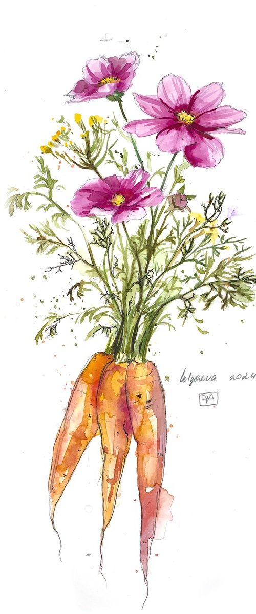 Carrots and flowers by Belyaeva Oleksandra