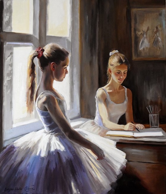 During the break at the ballet school.