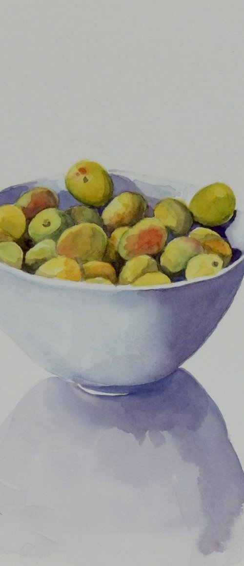 Bowl of Mirabelles by Krystyna Szczepanowski