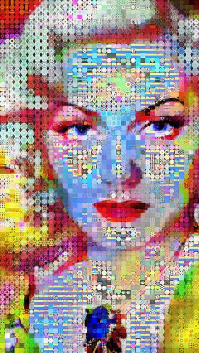 Portrait Painting By John Lijo Bluefish, 50 X 90, Lana Turner Abstract Collage, Original Artwork