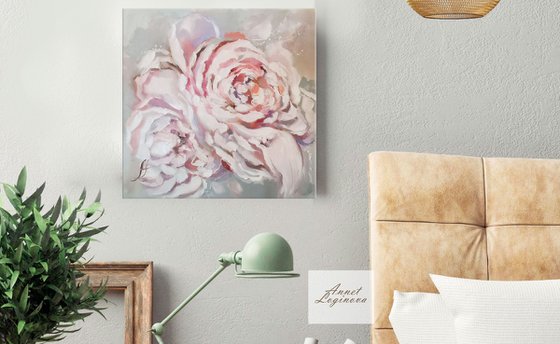 Floral Canvas art, Peonies oil painting