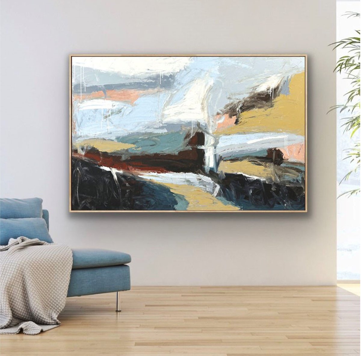 Organic Abstract Acrylic Painting By Melanie Crawford, 60 X 40", Maia, Original Artwork