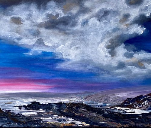 Full Moon over Holy Island by Marja Brown