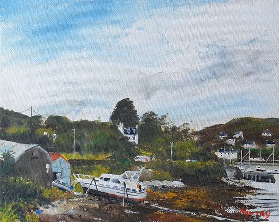 Boat Yard Tarbert Scottish Landscape Painting