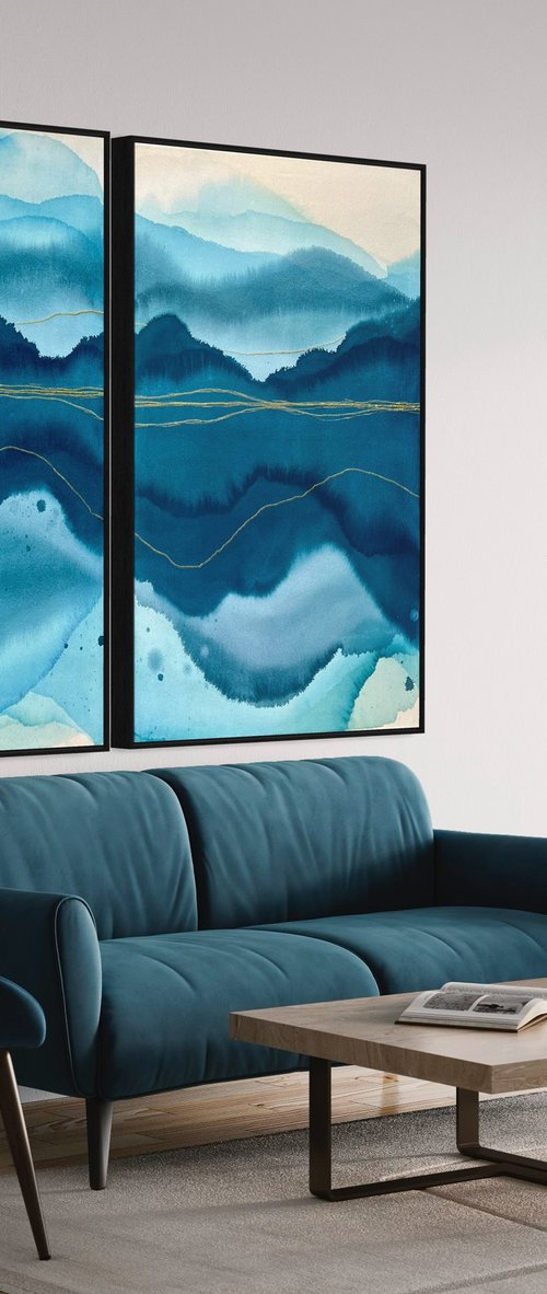 River's Edge 3&4, Dyptych by Olya Tereschuk