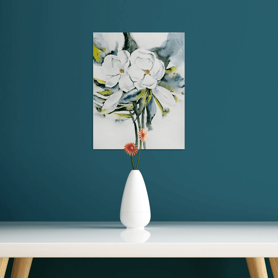 Magnolia painting. Blossoms painting