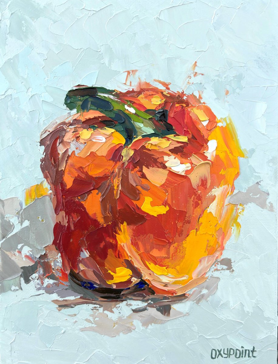 Impressionistic Still Life Oil Painting By Oxypoint, 7 X 9", "The Red Pepper", Original Artwork