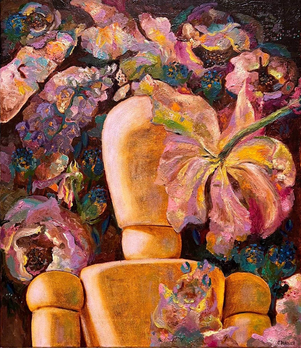 Expressive Abstract Oil Painting By Olha Trykolich, 24 X 28", Internal Condition, Original Artwork