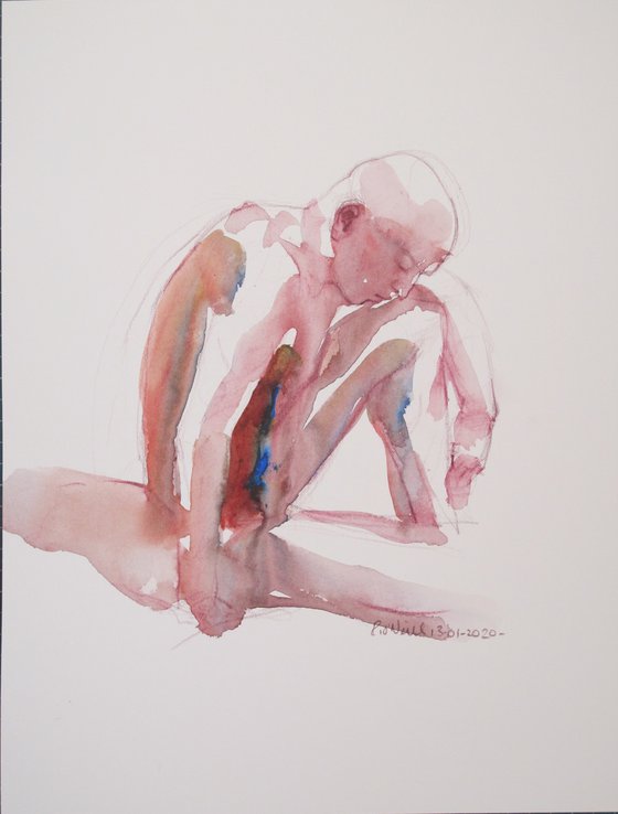 Seated male nude