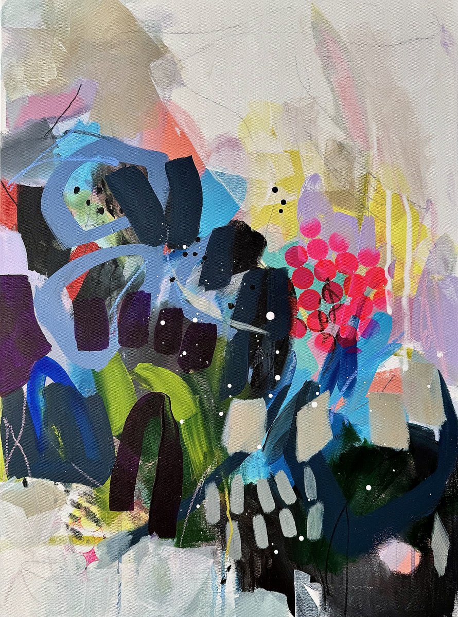 Abstract Acrylic Painting By Tanya Lytko, 21 X 29", - Night Garden - ?, Original Artwork