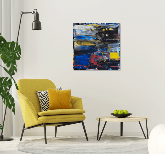 "Cut To Pieces" - Original PMS Large Abstract Acrylic Painting On Canvas - 36" x 36"