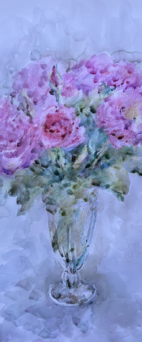Roses in vase. 30in.x22in by Elena Klyan