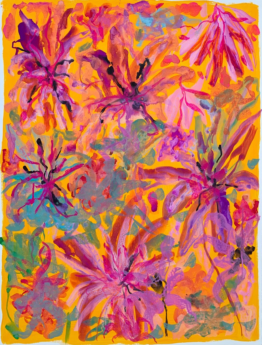 Organic Botanical Painting By Kathleen Mullaniff, 21 X 30", 