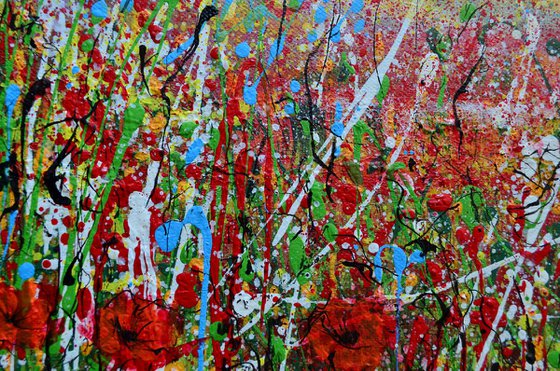 Fantasy with Field of Poppies- Abstract Home Decor