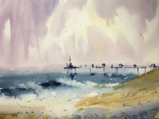 Watercolor "Afternoon sea view”
