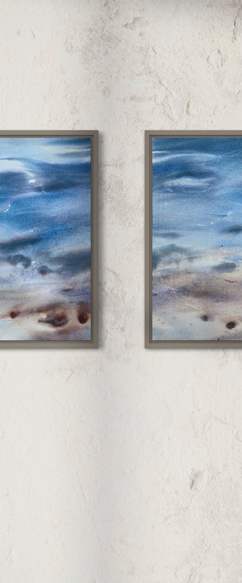 Shoreline calm, diptych by Anna Boginskaia