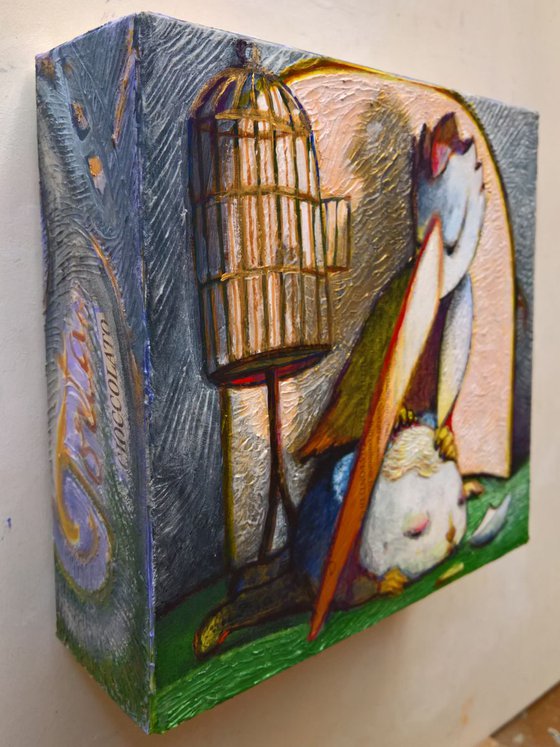 - THE OPEN CAGE - ( 19 x 19 x 6 cm )