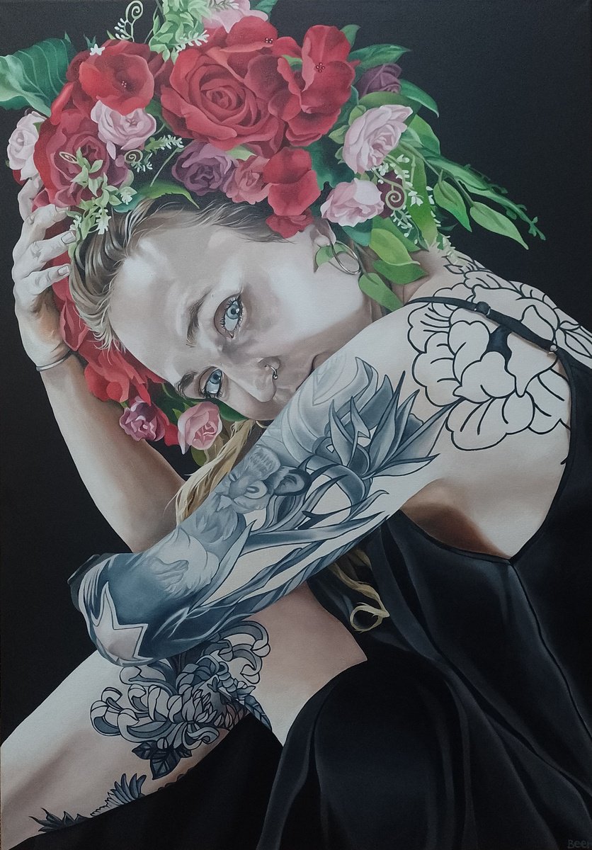Photorealistic Oil Painting , Ink And Flowers By Jo Beer, 28 X 39, Artwork For Sale On Artfinder