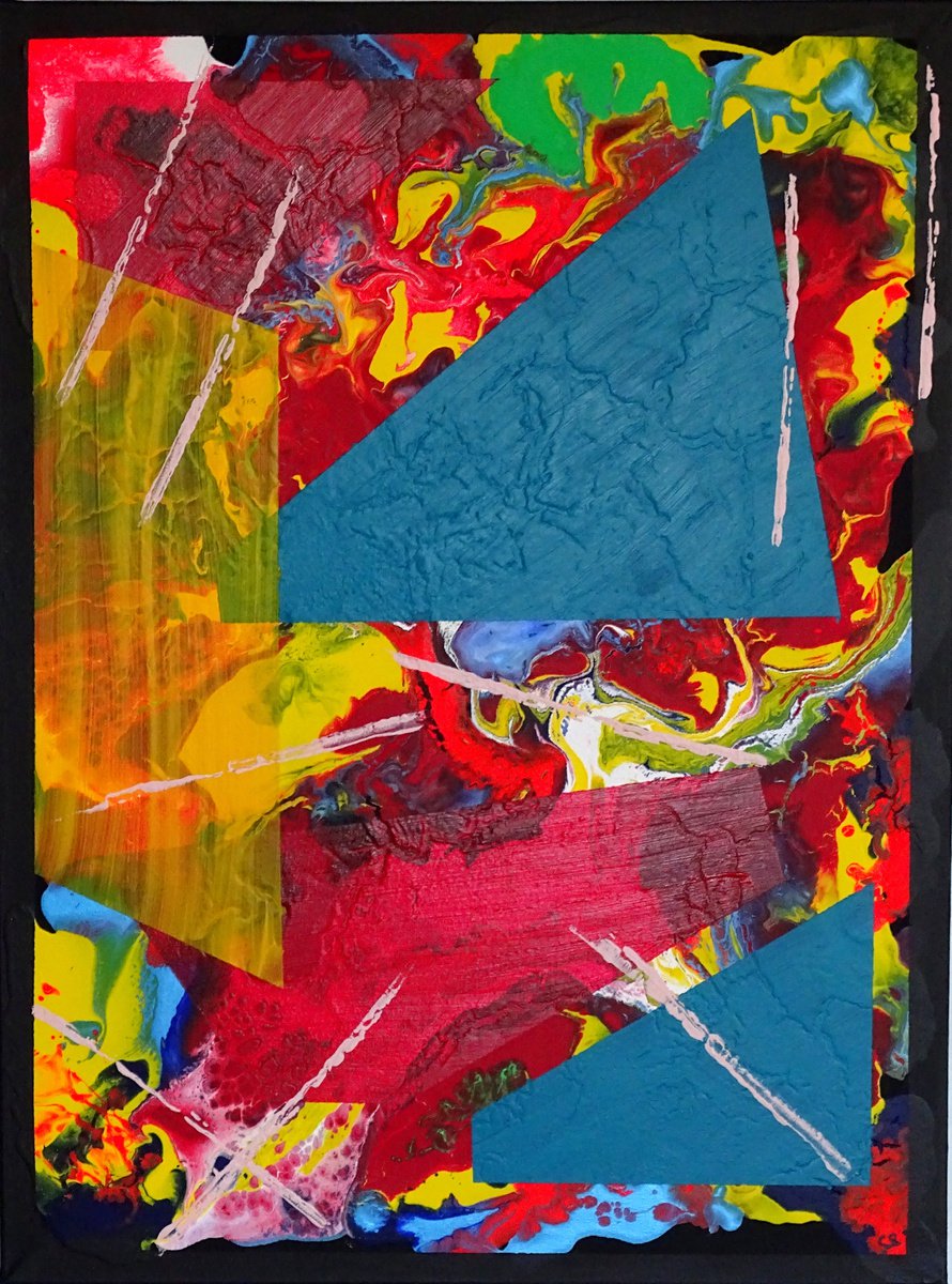 Abstract Acrylic Painting By Cb., 24 X 31, Is Life A Triangle?, Original Artwork