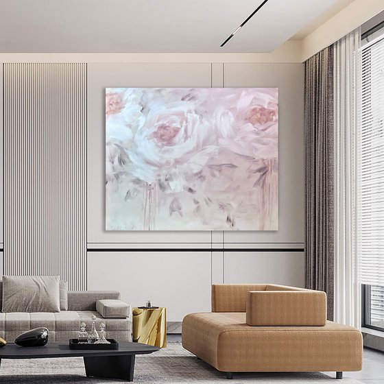 Today Now - XXL Original Painting, flowers large canvas.