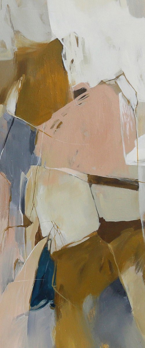 "Melody 5" Abstract pink brown acrylic art by Nina Smykalova