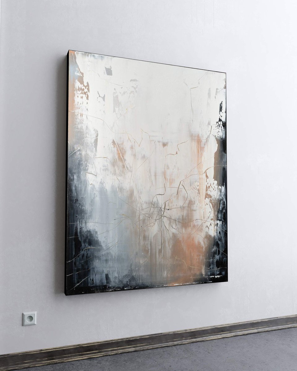 Organic Abstract Acrylic Painting By Nemanja Nikolic, 36 X 48", Across The Line, Original Artwork