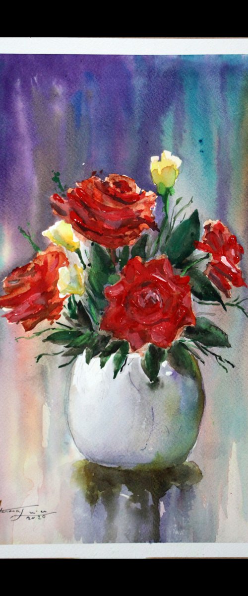 Red Roses by Jamaleddin Toomajnia