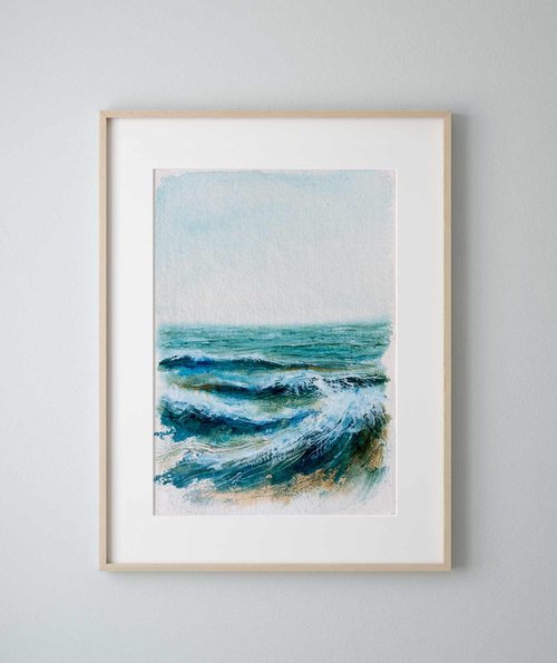 "Ocean Diary from August 9th, 2019" mixed-media painting by Eve Devore