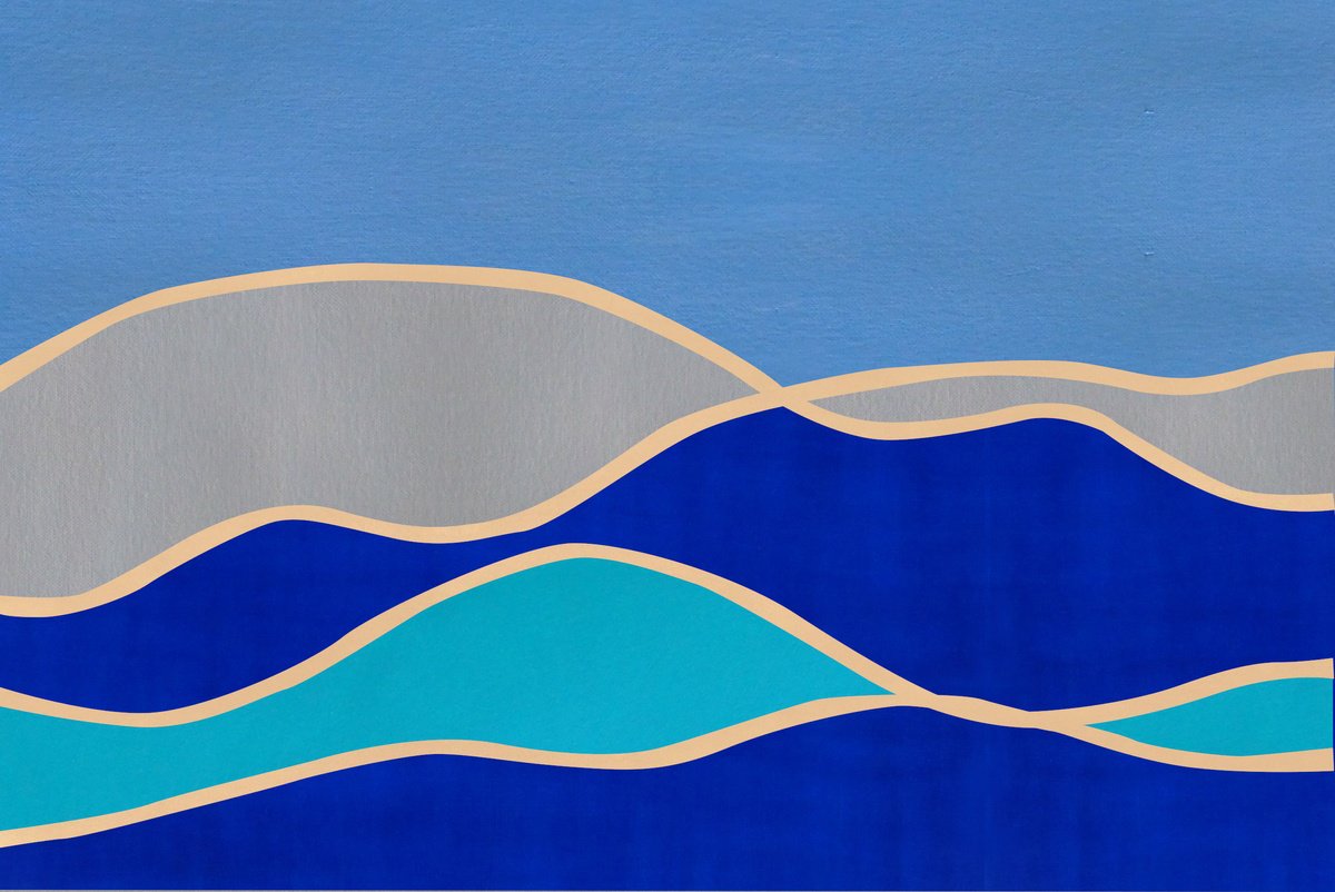 Abstract Landscape Acrylic Painting By Marina Krylova, 51 X 31", Modern Landscape #29, Original Artwork